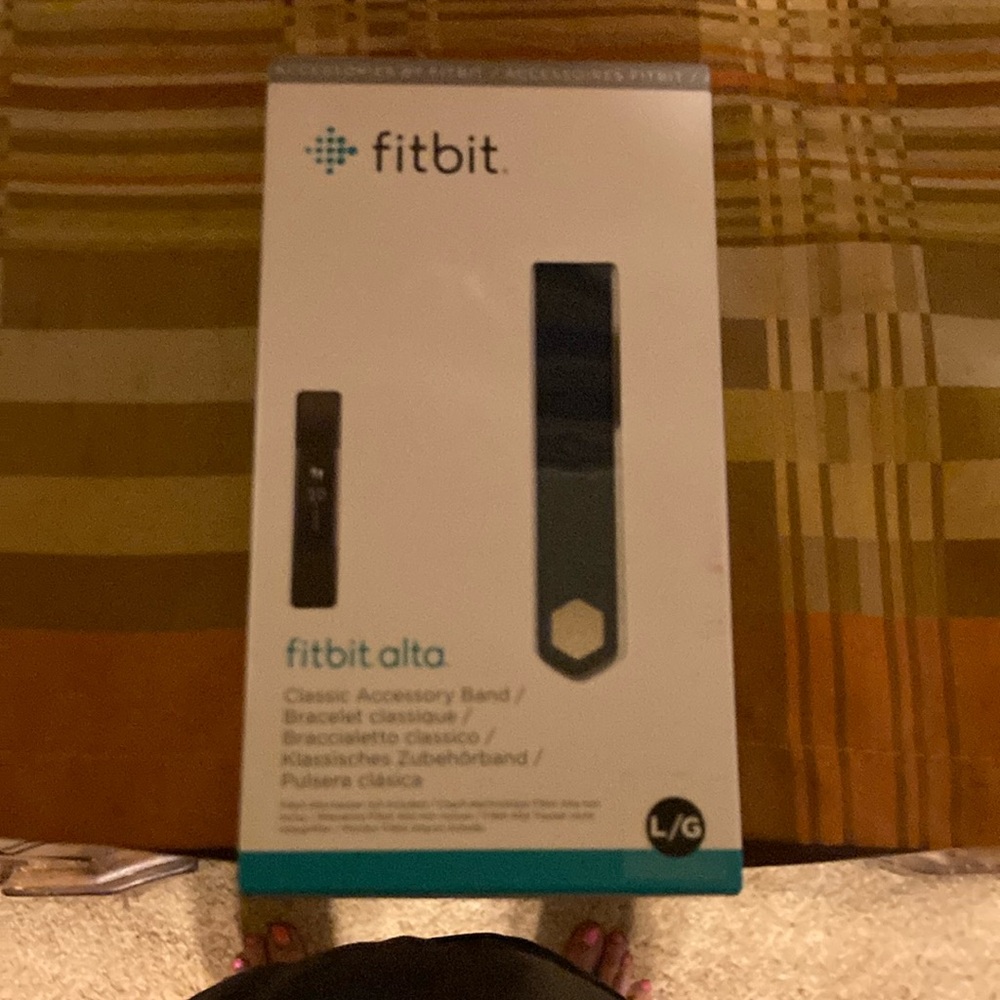 2 Fitbit Alta bands, one navy and one black adjustable braided band.  Beautiful